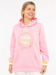 Zwillingsherz Bluza "Good Vibes Only" w kolorze jasnoróżowym rozmiar: L/XL. Różowe bluzy z kapturem damskie Zwillingsherz, l. Za 180.49 zł.