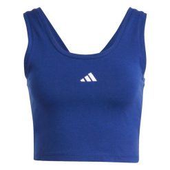 Damski tank top adidas Essentials Small Logo. Niebieskie topy sportowe damskie Adidas, na lato, m, bez wzorów, z bawełny, bez ramiączek. Za 75.99 zł.