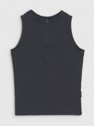 4F Crop-top slim damski - czarny XS. Czarne topy damskie 4f, xs, bez wzorów, z dzianiny, bez kołnierzyka. W wyprzedaży za 49.99 zł.