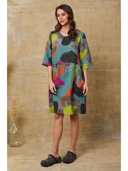 Fleur de Lin Lniana sukienka "Quincy" ze wzorem rozmiar: S. Sukienki damskie Fleur de Lin, s, bez wzorów, ze lnu, bez kołnierzyka, bez ramiączek, midi. Za 217.95 zł.