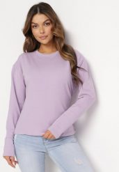 Jasnofioletowa Bawełniana Bluza z Długim Rękawem i Ozdobnym Wiązaniem Pinada. Fioletowe bluzy bez kaptura damskie Born2be, z bawełny. Za 84.99 zł.