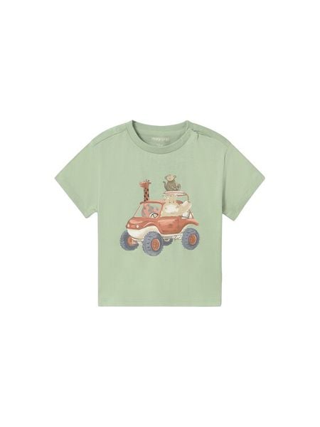 Mayoral T-Shirt 1010 Zielony Regular Fit. Zielone t-shirty chłopięce Mayoral, bez wzorów, z bawełny, bez ramiączek. Za 74.99 zł.