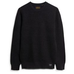 Sweter z teksturowanej dzianiny z okrągłym dekoltem Superdry. Czarne swetry męskie Superdry., m, bez wzorów, z dzianiny, bez kołnierzyka. Za 383.25 zł.