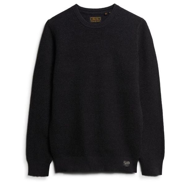 Sweter z teksturowanej dzianiny z okrągłym dekoltem Superdry. Czarne swetry męskie Superdry., m, bez wzorów, z dzianiny, bez kołnierzyka. Za 377.65 zł.