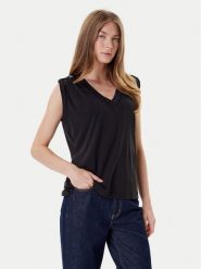 Guess Bluzka W5YP52 KCYW2 Czarny Regular Fit. Czarne bluzki damskie Guess, xl, z aplikacjami, z syntetyku, bez ramiączek. Za 139.99 zł.