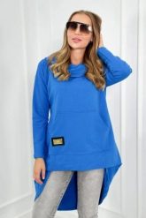 Bluza z długim tyłem i kapturem chabrowy. Niebieskie bluzy z kapturem damskie KESI, l, z bawełny. Za 229.98 zł.