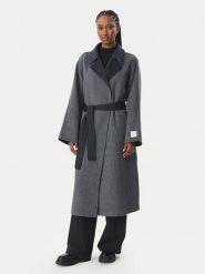 Calvin Klein Płaszcz wełniany Long LV044H538G Szary Regular Fit. Szare płaszcze damskie CALVIN KLEIN, na zimę, s, bez wzorów, z wełny. Za 1,699.00 zł.