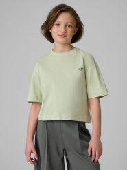 4F Дитячий t-shirt loose однотонний - зелений 122/128 (6-8 років). T-shirty damskie 4f, bez wzorów, bez kołnierzyka. W wyprzedaży za 229.90 zł.