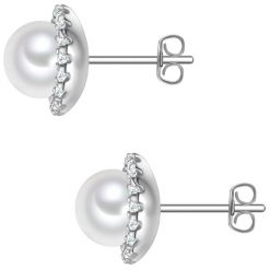 Rafaela Donata Kolczyki z Srebra Sterling w srebrze z cyrkonia i perla muszlowa 1 ct Damski. Białe kolczyki damskie Rafaela Donata, z cyrkonią, srebrne, na sztyftcie. Za 219.99 zł.