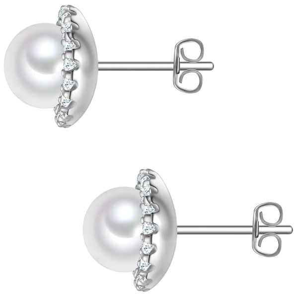 Rafaela Donata Kolczyki z Srebra Sterling w srebrze z cyrkonia i perla muszlowa 1 ct Damski. Białe kolczyki damskie Rafaela Donata, z cyrkonią, srebrne, na sztyftcie. Za 219.99 zł.