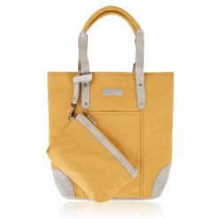 Shopperka żółta Paolo Peruzzi E-23-YL. Żółte shopper bag damskie Paolo Peruzzi, bez wzorów, z bawełny, bez dodatków. Za 129.99 zł.