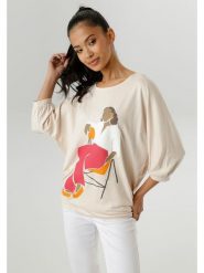 Aniston Bluzka w kolorze beżowym rozmiar: 38. Brązowe bluzki damskie Aniston, bez wzorów, z wiskozy, bez kołnierzyka, bez ramiączek. Za 56.99 zł.