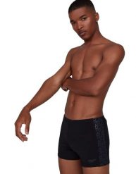 Bokserki kąpielowe męskie Speedo Boomstar Splice Aquashort. Czarne kąpielówki męskie Speedo, l, bez wzorów, z materiału, do pływania. Za 79.99 zł.