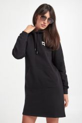 Sukienka z kapturem KARL LAGERFELD. Sukienki damskie Karl Lagerfeld, s, bez wzorów, bez kołnierzyka, bez ramiączek. W wyprzedaży za 683.40 zł.