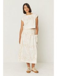 SKFK Bluzka "Jana" w kolorze kremowym rozmiar: 42. Brązowe bluzki damskie SKFK, bez wzorów, z bawełny, bez kołnierzyka, bez ramiączek. Za 173.99 zł.