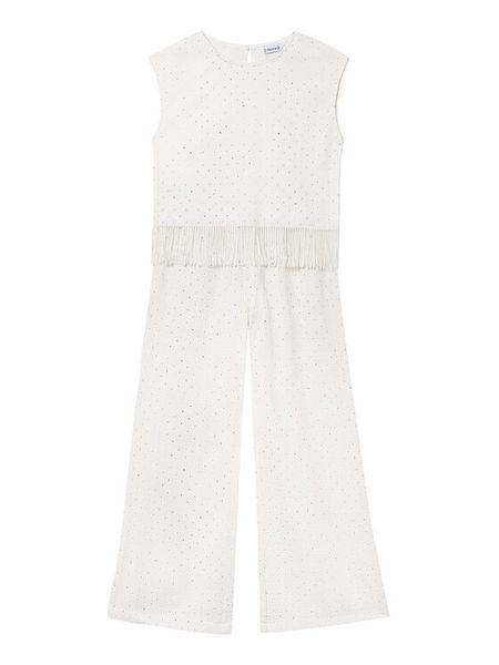 Mayoral Komplet bluzka i spodnie 6558 Écru Relaxed Fit. Białe spodnie dziewczęce Mayoral, z syntetyku. Za 199.99 zł.