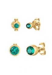 Elli Damskie kolczyki sztyfty okrągłe z kryształami w kolorze zielonym z pozłacanego srebra próby 925 Sterling Silver Zestawy 1 ct. Szare kolczyki damskie Elli, z kryształem, pozłacane, na sztyftcie. Za 248.99 zł.