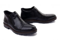 RIEKER 12194-00 schwarz, botki męskie. Czarne buty zimowe męskie Rieker, na zimę, bez zapięcia. Za 419.90 zł.