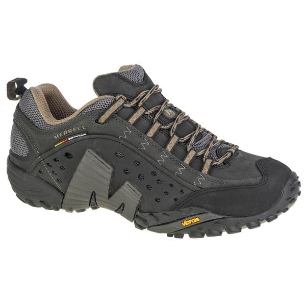 Buty trekkingowe męskie, Merrell Intercept. Czarne buty trekkingowe męskie MERRELL, z materiału, przed kostkę, bez zapięcia, trekkingowe. Za 596.95 zł.