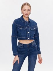 Morgan Kurtka jeansowa 231-VEIKO Niebieski Regular Fit. Niebieskie kurtki damskie Morgan, bez wzorów, z bawełny, bez kaptura. Za 369.99 zł.