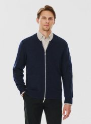 PAKO LORENTE – Sweter męski rozpinany w granatowym kolorze. Kardigany męskie Pako Lorente, na jesień, m, bez wzorów, z bawełny, bez kołnierzyka. Za 119.99 zł.