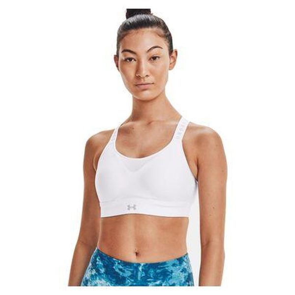 Stanik fitness cardio Under Armour Infinity High. Białe biustonosze sportowe damskie Under Armour, bez wzorów. Za 149.99 zł.