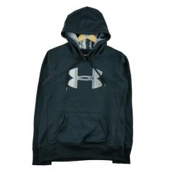Second life - Under Armour bluza męska z kapturem - Stan bardzo dobry. Czarne bluzy sportowe męskie Under Armour, bez wzorów, z materiału, sportowe, bez kołnierzyka, bez ramiączek. Za 106.46 zł.