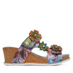 Klapki Laura Vita. Niebieskie klapki damskie Laura Vita, bez wzorów, bez obcasa. Za 439.99 zł.