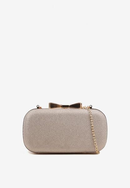 Szampańska Torebka Kopertówka na Zatrzask z Łańcuszkiem Grissana. Żółte torebki wieczorowe Born2be, bez wzorów, z jeansu, wizytowe, bez kołnierzyka, bez ramiączek. Za 74.99 zł.