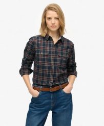 Superdry Koszula Lumberjack flanelowa w kratę Navy/Yellow. Żółte koszule damskie Superdry., bez wzorów, z bawełny, klasyczne, bez kołnierzyka, bez ramiączek. Za 271.45 zł.