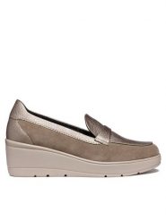Geox Półbuty D Ilde D46RAB 0222N C6029 Beżowy. Brązowe półbuty damskie Geox, bez wzorów, ze skóry, bez obcasa, na koturnie. Za 339.99 zł.