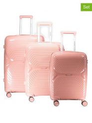 Geographical Norway 3-częściowy zestaw "Silkovette" w kolorze jasnoróżowym rozmiar: onesize. Różowe walizki Geographical Norway, bez wzorów, z materiału. Za 391.99 zł.