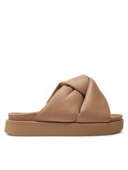 Inuikii Klapki Soft Crossed 70104-140 Beżowy. Brązowe klapki damskie Inuikii, bez wzorów, ze skóry, bez obcasa. Za 949.99 zł.