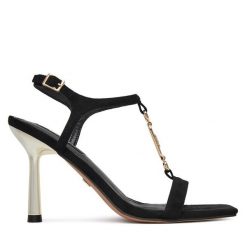 Sandały Nine West. Czarne sandały damskie Nine West, bez wzorów, bez obcasa, na szpilce. Za 229.99 zł.