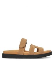 DeeZee Klapki DZ-S1 Beżowy. Brązowe klapki damskie DeeZee, bez wzorów, ze skóry, bez obcasa. Za 159.99 zł.