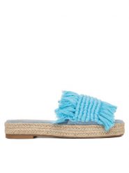 DeeZee Klapki S855-1 Niebieski. Niebieskie klapki damskie DeeZee, bez wzorów, z materiału, bez obcasa. Za 129.99 zł.