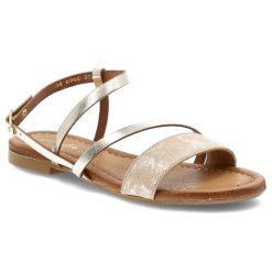Złote Sandały Maciejka Eleganckie Obuwie Damskie. Żółte sandały damskie Maciejka, bez wzorów, bez obcasa. Za 319.00 zł.
