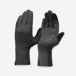 Rękawiczki wewnętrzne trekkingowe dla dorosłych Forclaz MT500 merino. Szare rękawiczki damskie FORCLAZ, bez wzorów, z elastanu. Za 64.99 zł.