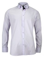 Męska, Taliowana Koszula Slim-Fit, Długi Rękaw - 100% BAWEŁNA- Liliowa. Koszule męskie Chiao, m, bez wzorów, z bawełny, bez kołnierzyka, bez ramiączek. Za 169.00 zł.