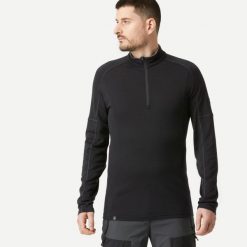 Koszulka trekkingowa męska z długim rękawem Forclaz MT 500. Czarne koszulki męskie z długim rękawem FORCLAZ, l, z materiału. Za 229.99 zł.