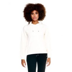 Damska bluza Leone z kapturem Basic. Białe bluzy sportowe damskie LEONE 1947 APPAREL, l, bez wzorów, z tkaniny, bez ramiączek, z kapturem. W wyprzedaży za 163.40 zł.