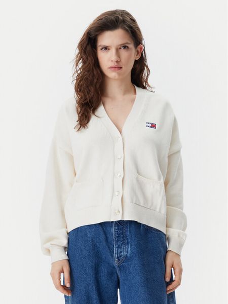 Tommy Jeans Kardigan DW0DW20257 Beżowy Relaxed Fit. Brązowe kardigany damskie Tommy Jeans, l, bez wzorów, z bawełny. Za 369.99 zł.