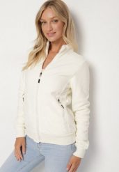 Biały Polar Bluza Rozpinana z Bawełną Nerrive. Białe bluzy bez kaptura damskie Born2be, xl, z bawełny. Za 89.99 zł.