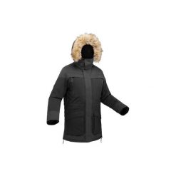 Kurtka turystyczna SH500 ultra-warm męska. Czarne kurtki męskie QUECHUA, na zimę, m, bez wzorów, z materiału, bez kaptura. Za 399.99 zł.