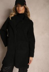 Czarny Płaszcz z Futerkiem na Napy z Kieszeniami Porttiana. Czarne płaszcze damskie Renee, na zimę, l, bez wzorów, z futra. Za 129.99 zł.