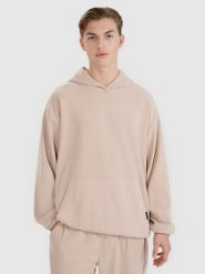 4F Bluza dresowa nierozpinana z kapturem męska - beżowa S. Brązowe bluzy sportowe męskie 4f, bez wzorów, z dresówki, klasyczne, bez kołnierzyka, bez ramiączek. W wyprzedaży za 79.99 zł.