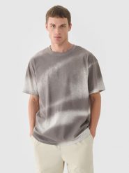 4F T-shirt oversize z nadrukiem męski - biały S. Białe t-shirty męskie 4f, m, bez wzorów, z bawełny, bez kołnierzyka. W wyprzedaży za 39.99 zł.