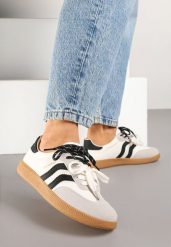 Beżowo-Czarne Sneakersy Kultowe Tenisówki z Dodatkowymi Sznurowadłami Zarinoa. Brązowe trampki i tenisówki damskie Renee, bez wzorów, z jeansu. Za 99.99 zł.