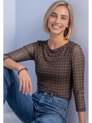 Street One Koszulka w kolorze ciemnobrązowym rozmiar: 46. Brązowe bluzki damskie Street One, bez wzorów, street, bez kołnierzyka, bez ramiączek. Za 129.95 zł.