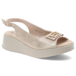 Złote Sandały S.Barski Eleganckie Obuwie Damskie Z Broszką. Żółte broszki damskie S.BARSKI, złote. Za 189.00 zł.